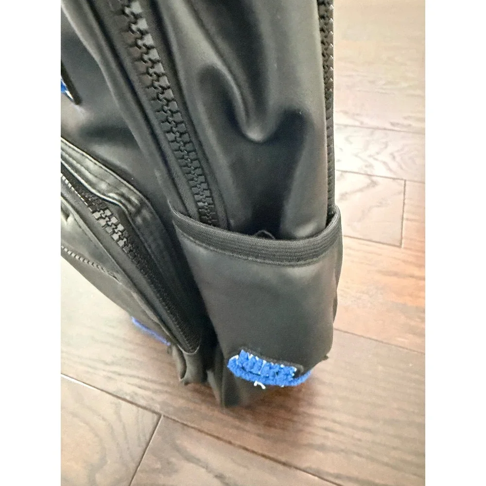Jordan MVP Backpack Black Blue Chenille Patches Faux Leather Bag MA0899-023